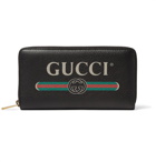 Gucci - Printed Full-Grain Leather Zip-Around Wallet - Men - Black