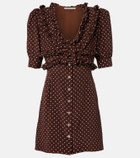 Alessandra Rich Polka-dot ruffled silk minidress
