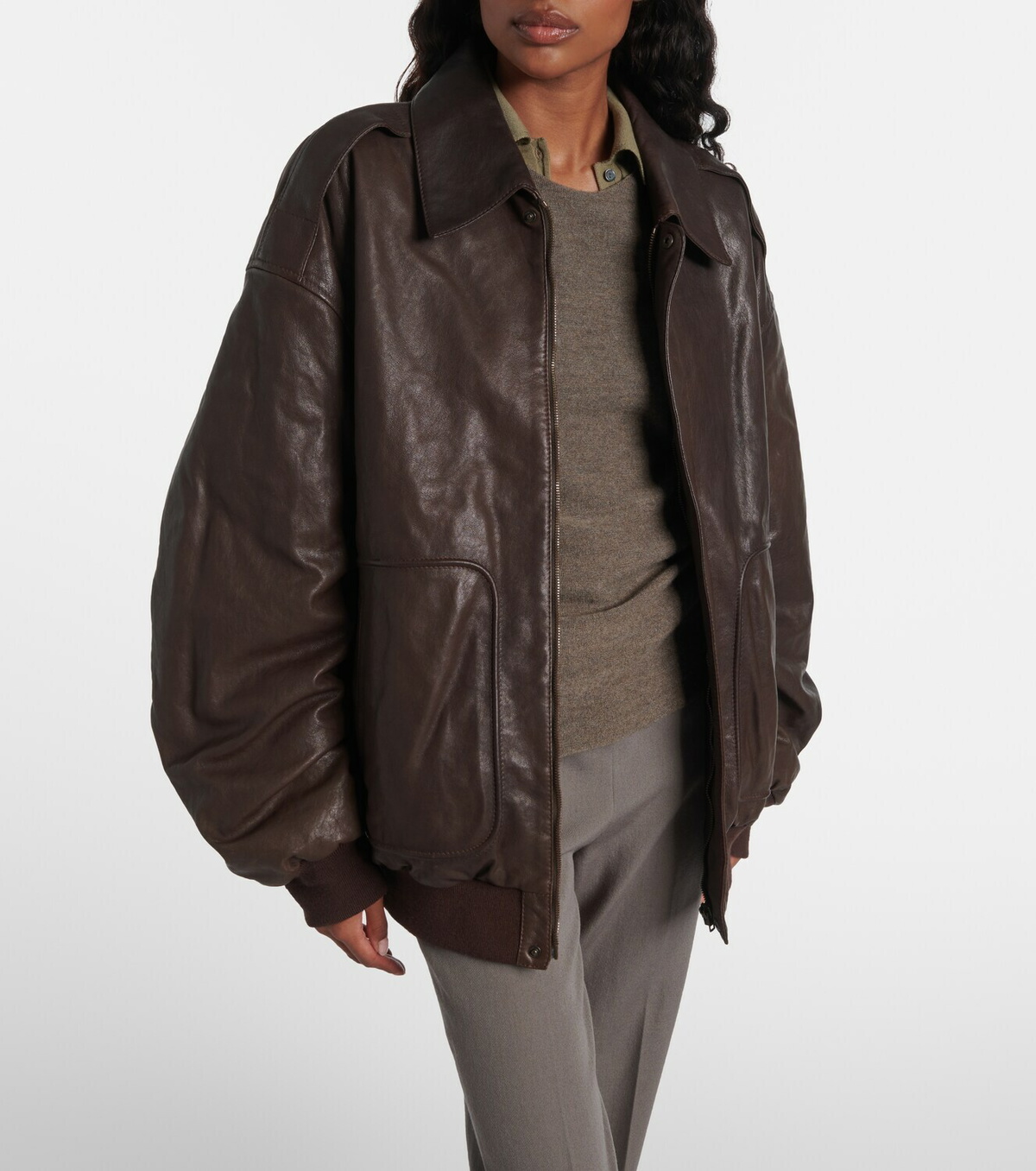 Calvin Klein Collection Johnson leather bomber jacket