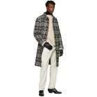 AMI Alexandre Mattiussi Off-White and Black Wool Oversized Mac Coat