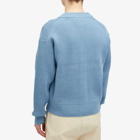 Auralee Men's French Merino Rib Cardigan in Light Blue