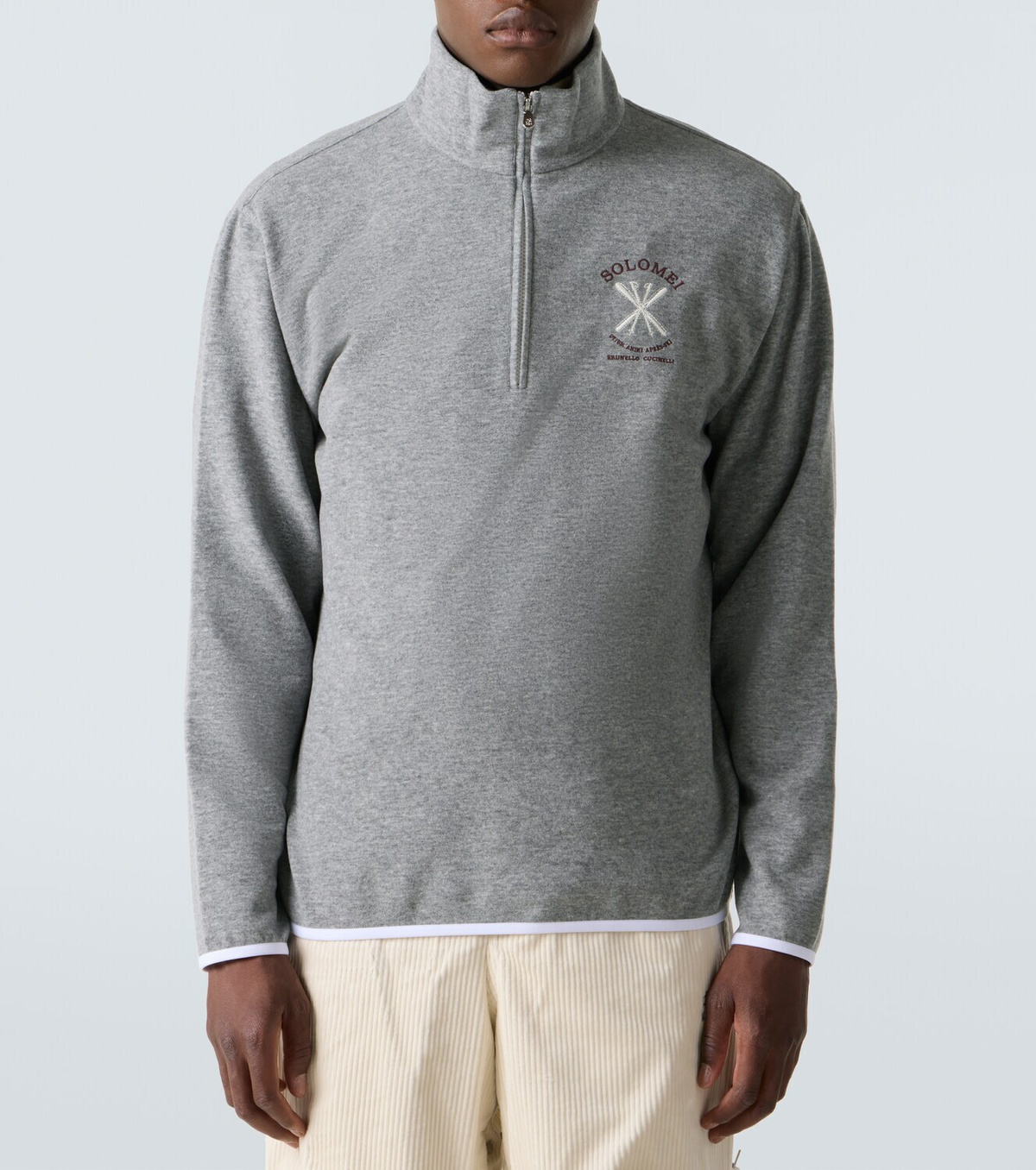 Brunello Cucinelli Cashmere and cotton-blend half-zip sweatshirt