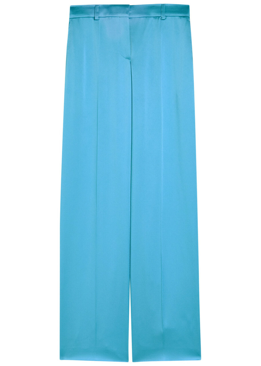 Stella Mccartney Wide-leg Satin Trousers Blue