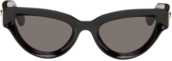 Photo: Bottega Veneta Black Sharp Cat-Eye Sunglasses