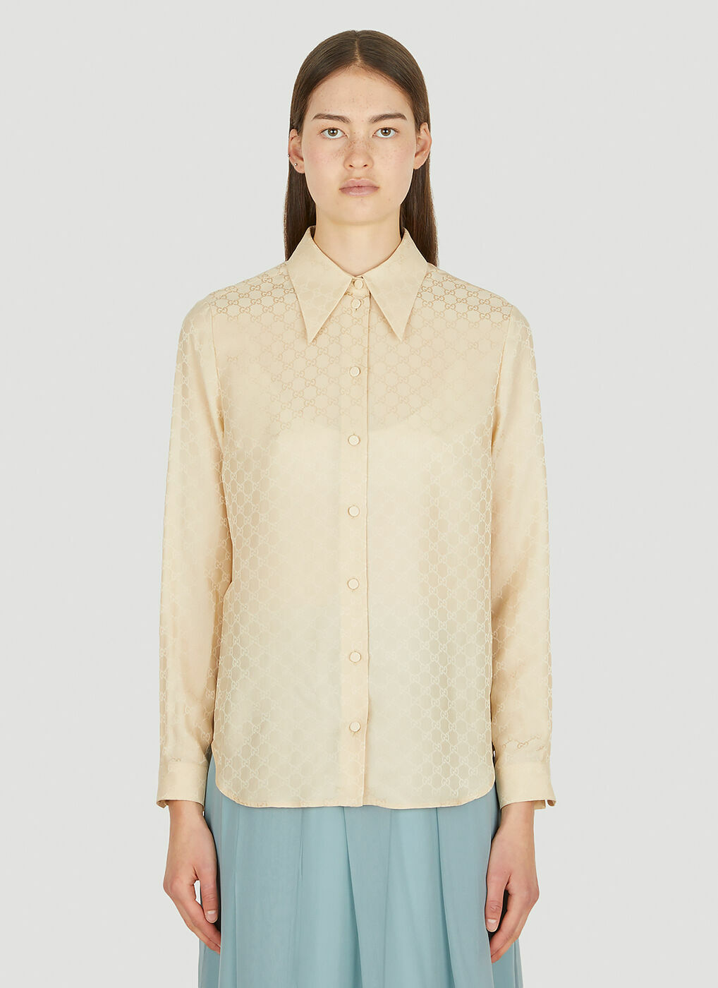 Logo Jacquard Shirt in Beige Gucci