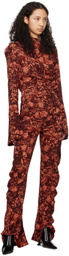 Jade Cropper Brown & Orange Asymmetric Blouse