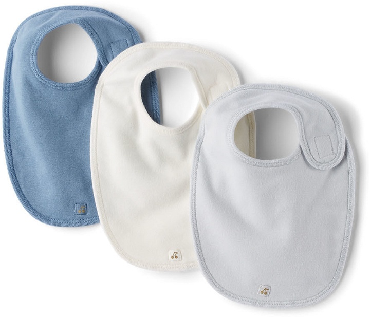 Photo: Bonpoint Baby Three-Pack Blue Cotton Bibs