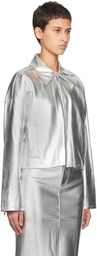 Staud Silver Lennox Faux-Leather Jacket