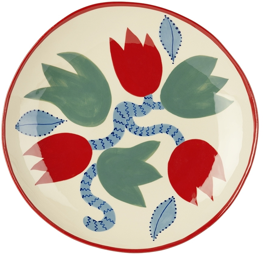 Laetitia Rouget Off-White & Red Tulip Fruit Platter Laetitia Rouget