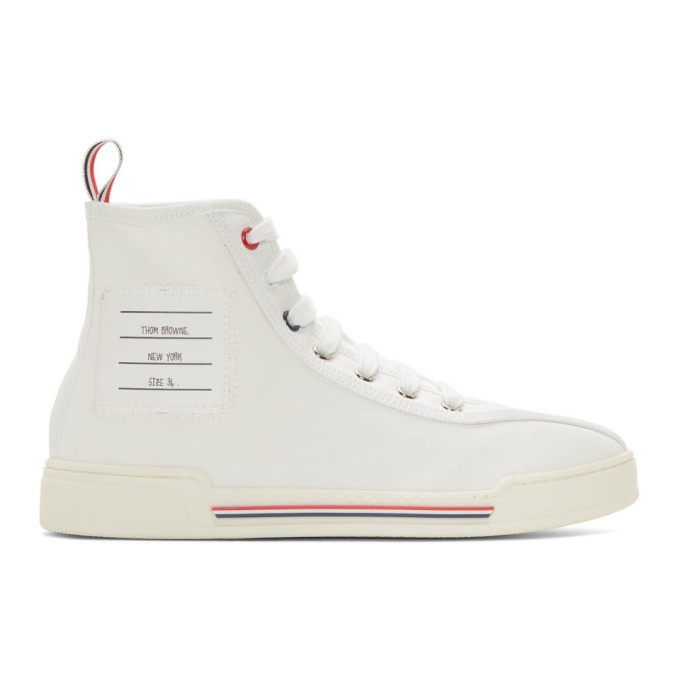 Photo: Thom Browne White Cupsole High-Top Sneakers