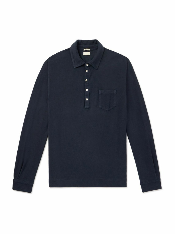 Photo: Massimo Alba - Ischia Cotton and Cashmere-Blend Piqué Polo Shirt - Blue