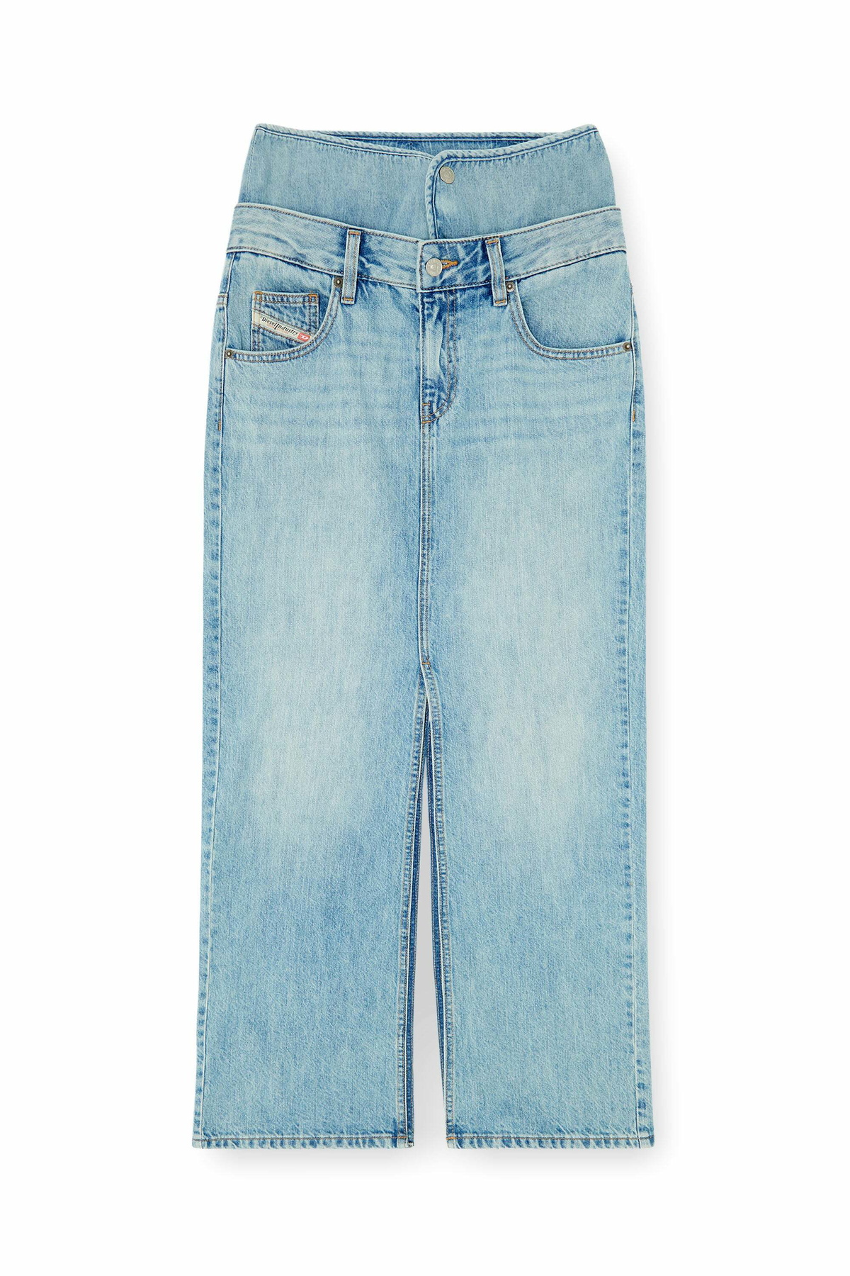 Diesel Jean-illusion denim maxi skirt with slits - Skirts Womens in Blue