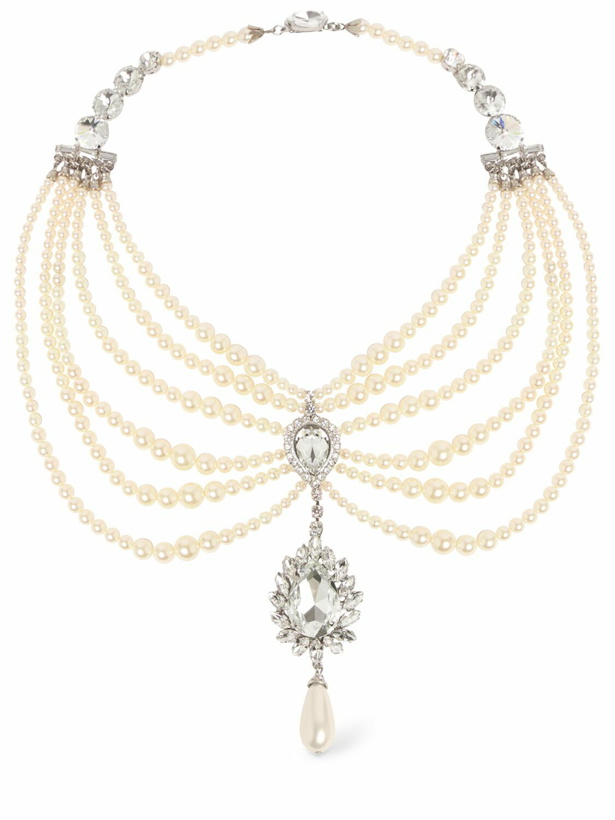 Photo: ALESSANDRA RICH Faux Pearl with Crystal Collar Necklace