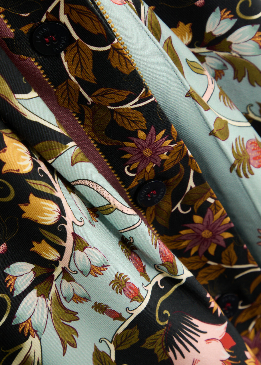 Farm Rio Floral-print Twill Maxi Dress Blue