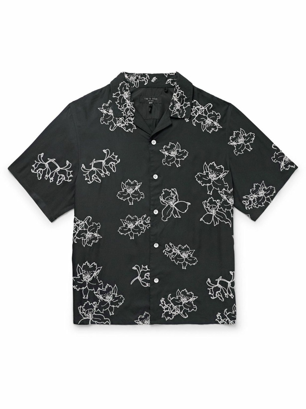 Photo: Rag & Bone - Avery Resort Camp-Collar Embroidered Twill Shirt - Black