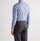 BRIONI - William Slim-Fit Cutaway-Collar Checked Cotton-Twill Shirt - Blue