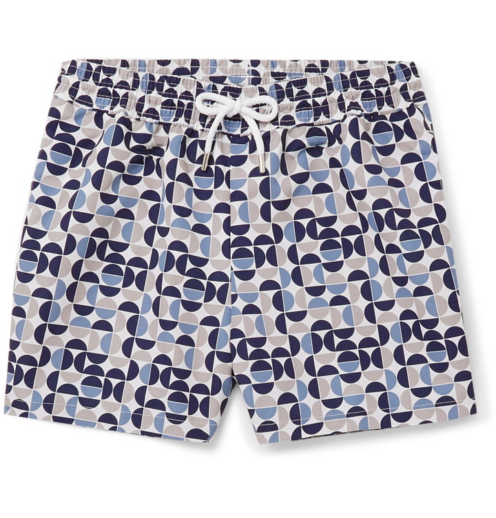 Photo: Frescobol Carioca - Shade Mid-Length Printed Swim Shorts - Blue