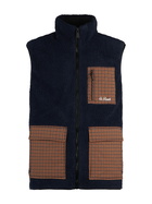 MC2 Saint Barth Man Blue Sherpa Vest Jacket With Check Patch Pockets