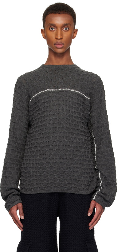 Photo: Isa Boulder SSENSE Exclusive Gray Hexagon Sweater