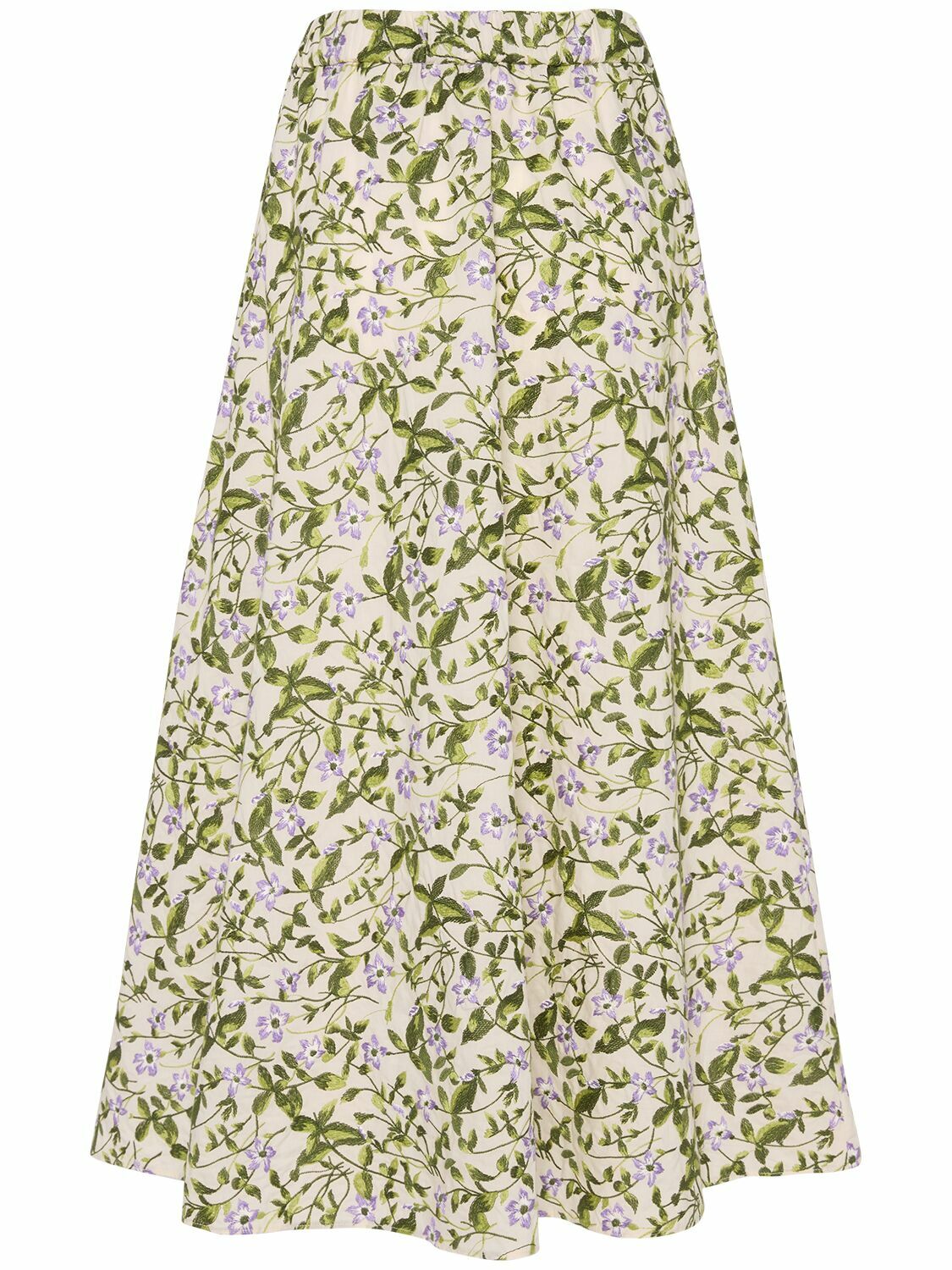 WEEKEND MAX MARA Orme Embroidered Poplin Midi Skirt