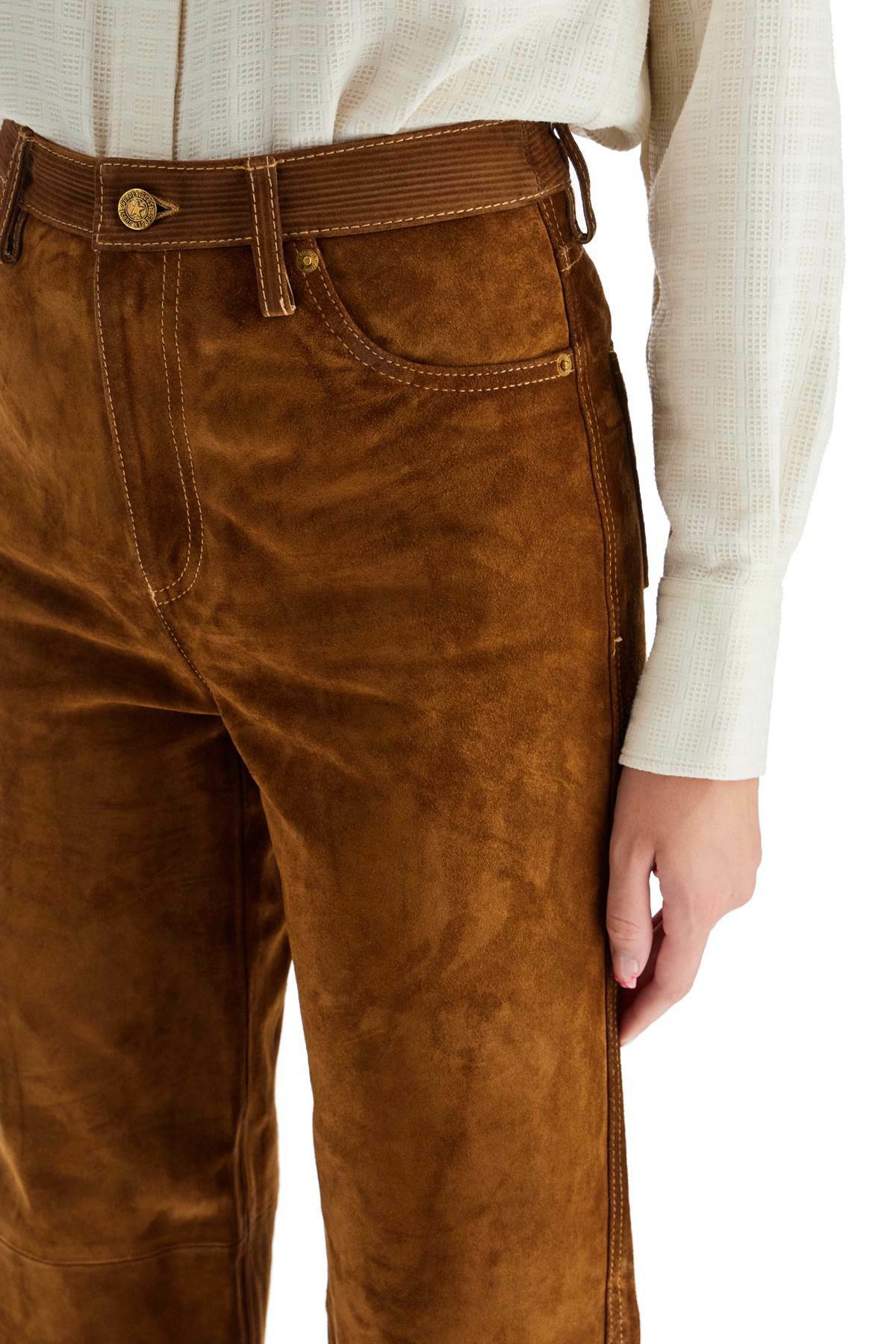 GOLDEN GOOSE suede leather pants for men Brown Golden Goose