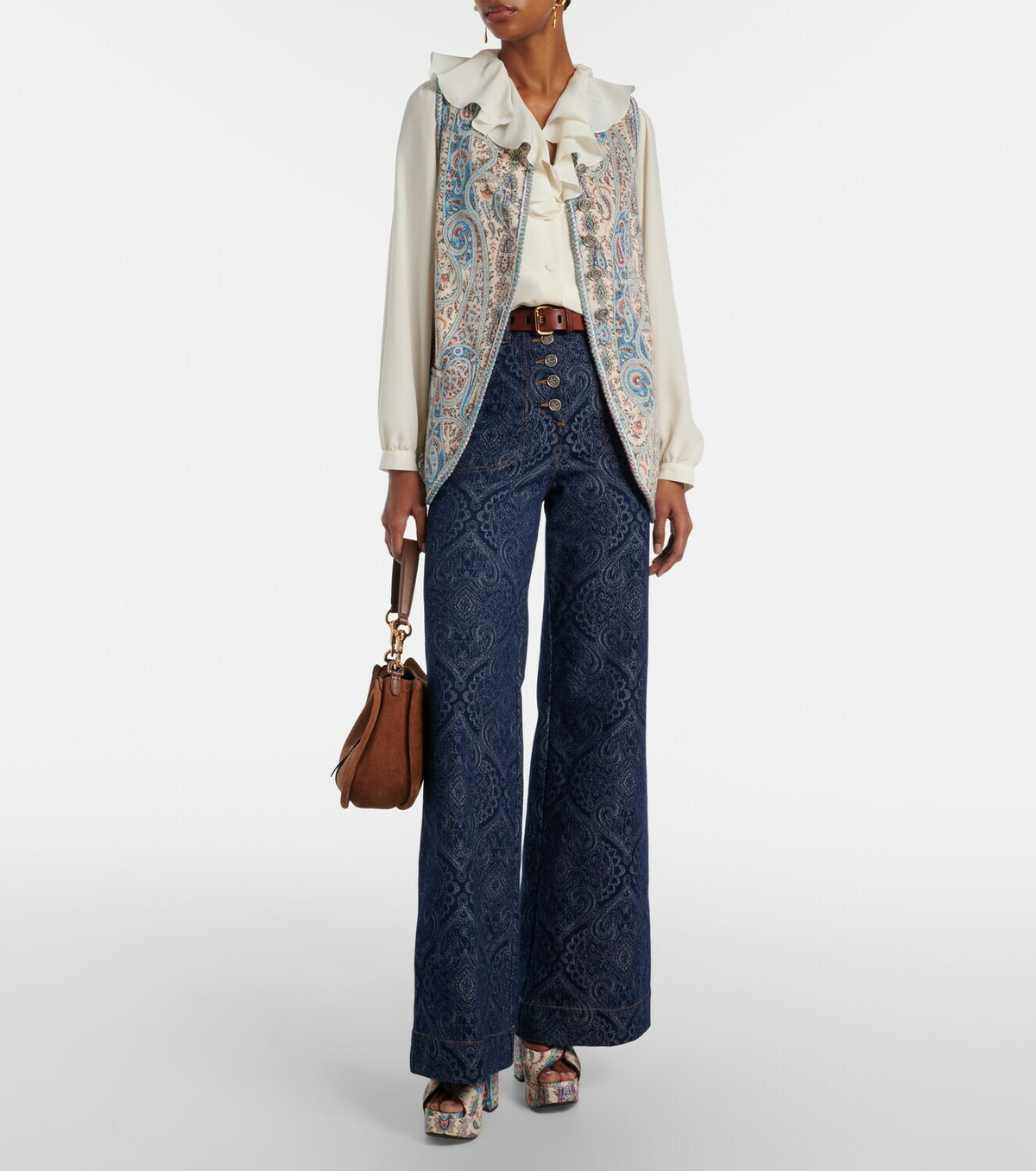 Etro 120 paisley canvas platform sandals