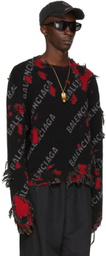 Balenciaga Black & Red Small Destroyed Sweater