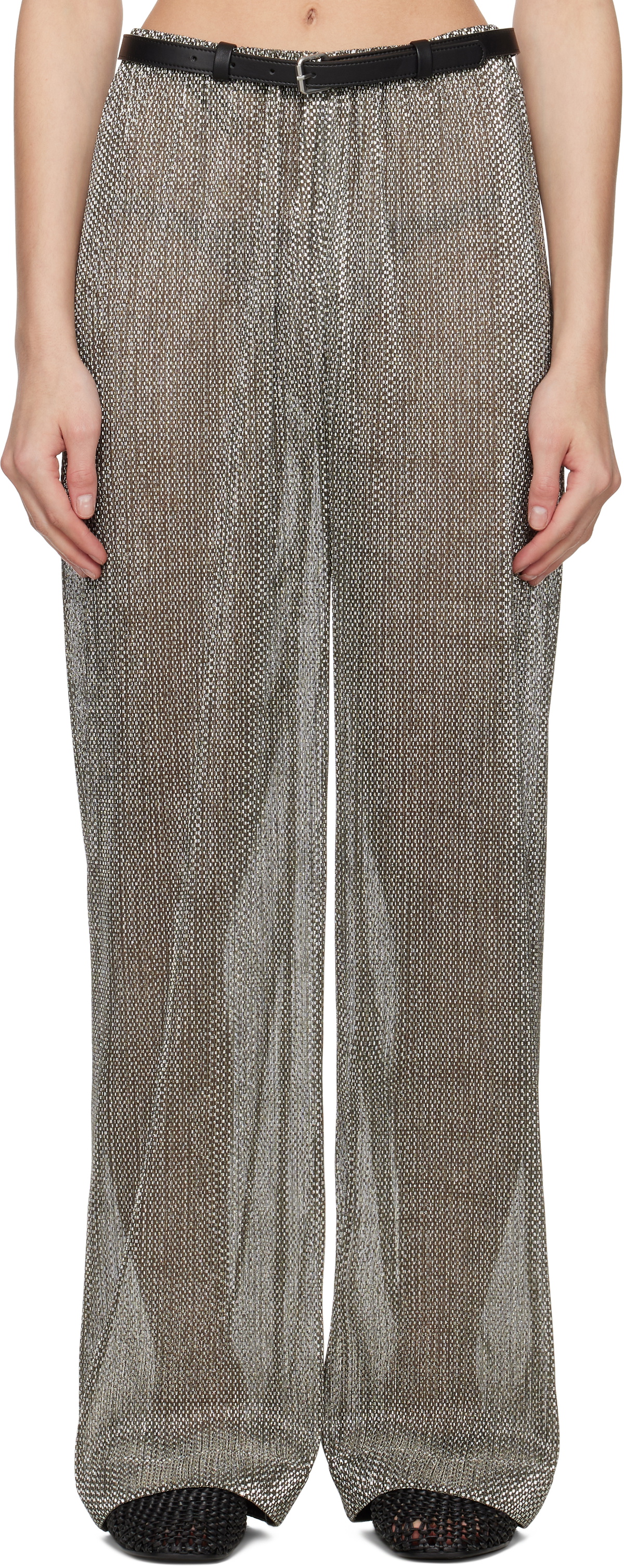 Nanushka Silver & Black Maglie Trousers.