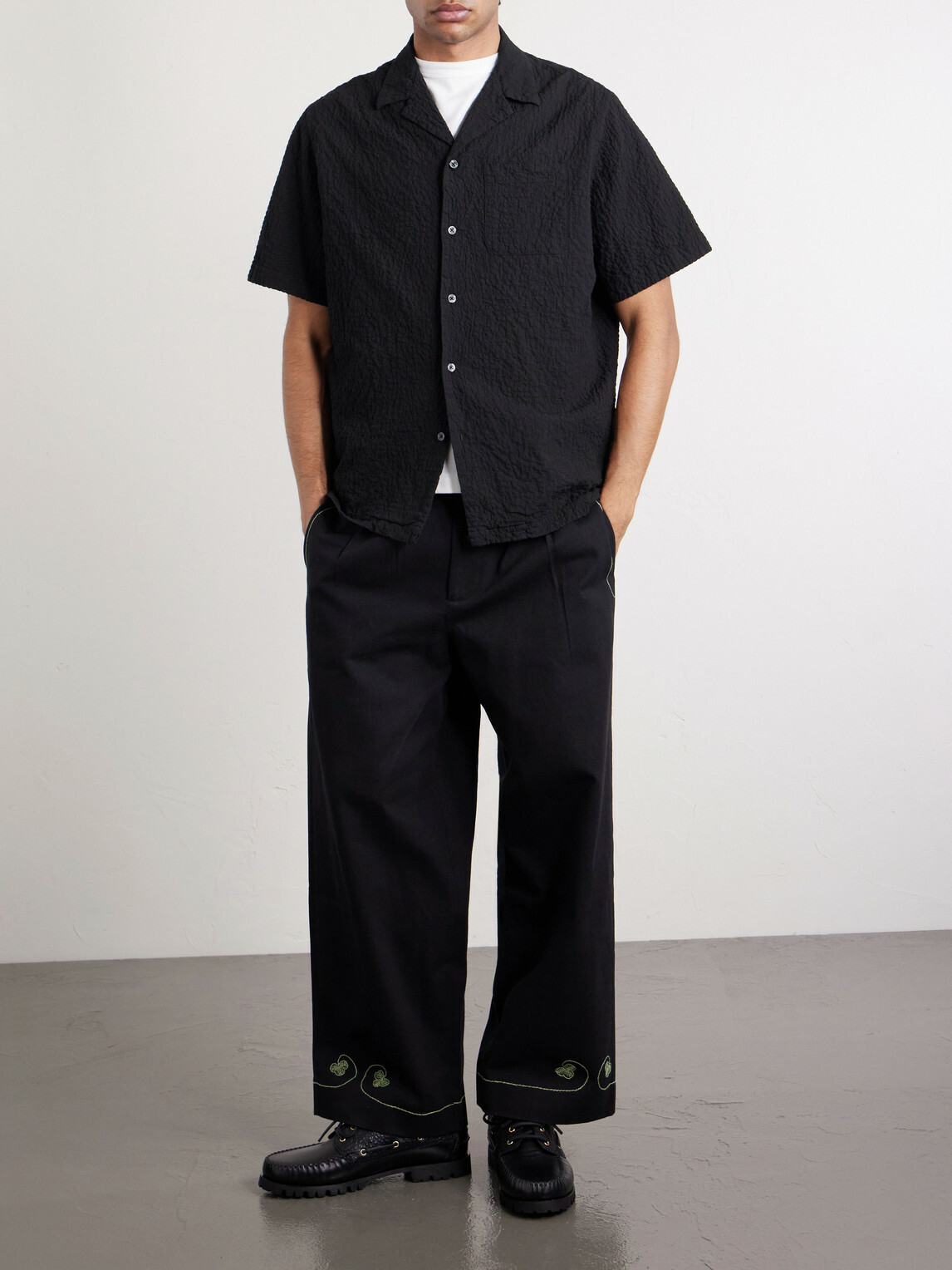 Altea - Hadley Seersucker Cotton Shirt - Black