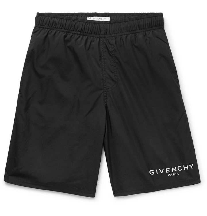 Photo: Givenchy - Slim-Fit Long-Length Logo-Print Swim Shorts - Men - Black