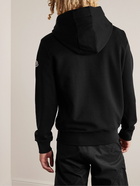 Moncler - Logo-Embroidered Grosgrain-Trimmed Cotton-Jersey Hoodie - Black