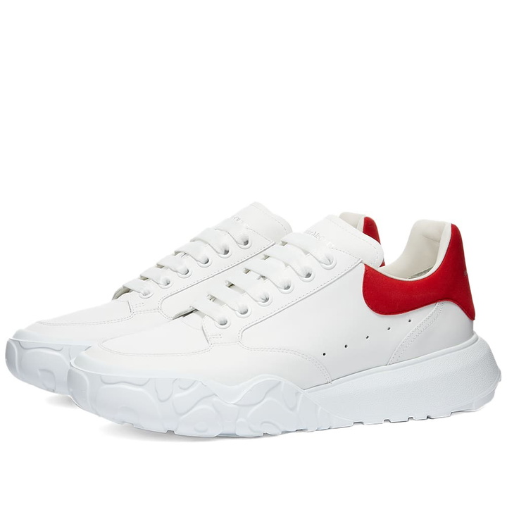 Photo: Alexander McQueen Men's Court Trainer Sneakers in White/Lust Red