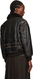 Dunst Brown A-2 Shearling Collared Leather Jacket