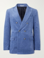 Brunello Cucinelli - Double-Breasted Cotton-Velvet Suit Jacket - Blue