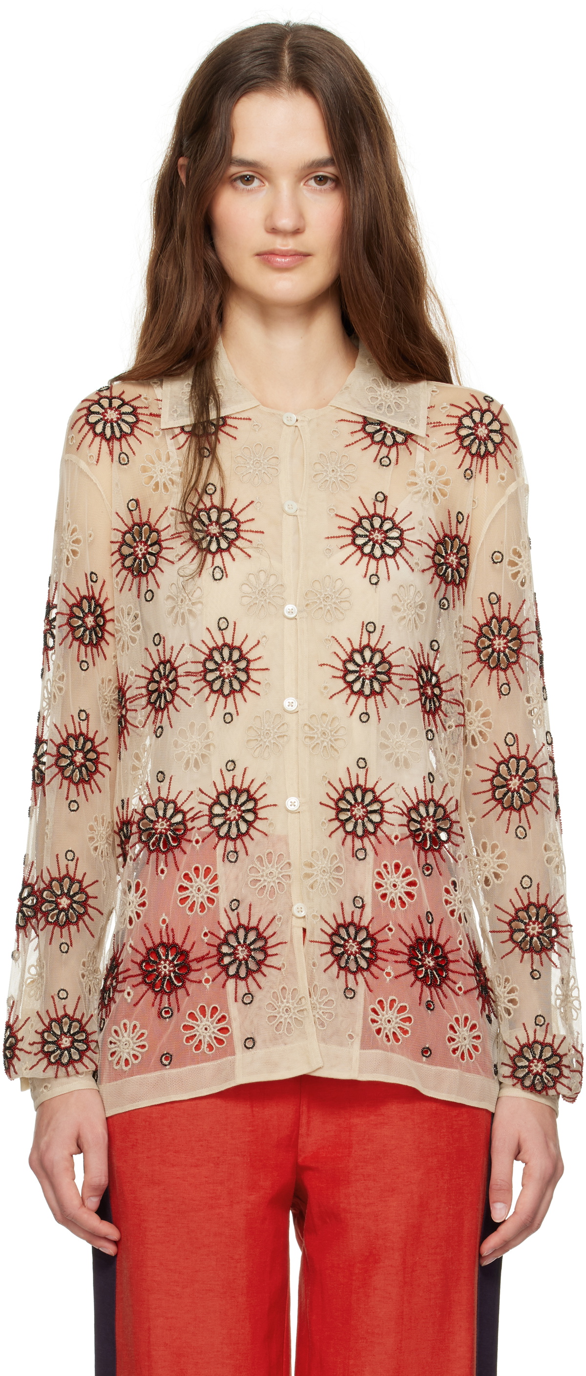 Bode Beige Solarium Long Sleeve Shirt