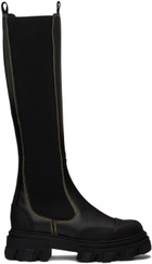 GANNI Black Cleated High Chelsea Boots