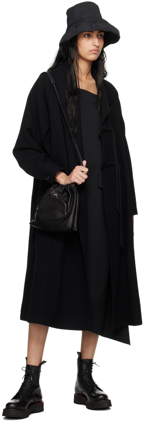 Y's Black Asymmetric Midi Dress