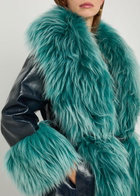 Chloe Shearling-embellished Leather Jacket Blue