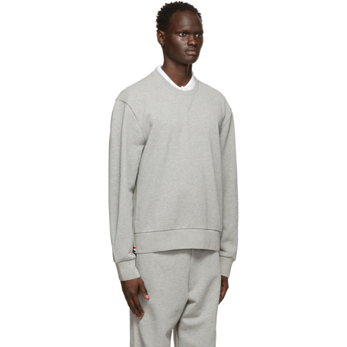 Thom Browne Grey Loopback Tipped Side Stripe Sweatshirt Thom Browne