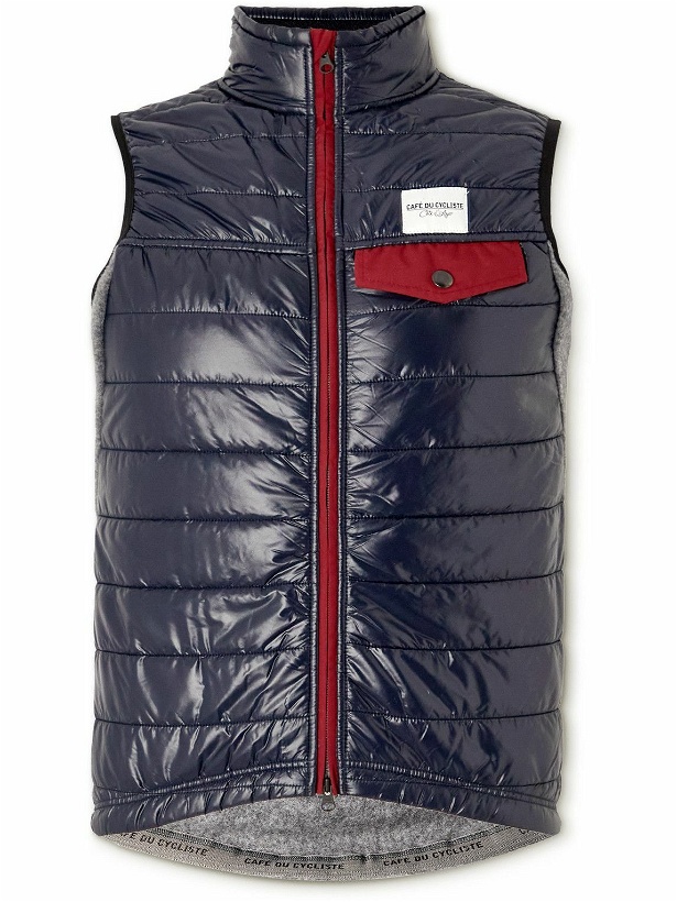 Photo: Café du Cycliste - Padded Quilted Shell and Fleece Gilet - Blue
