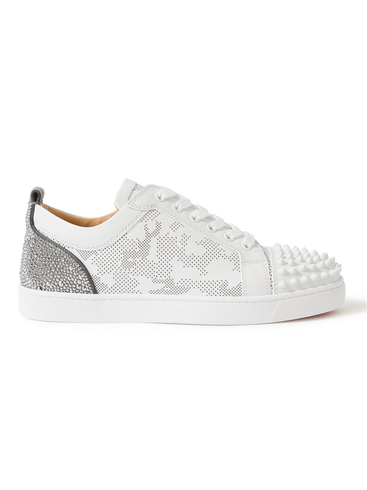 Christian Louboutin White Mesh Fabric and Leather Louis Junior