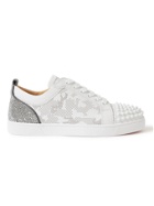 Christian Louboutin - Louis Junior Spikes Embellished Perforated Leather Sneakers - White