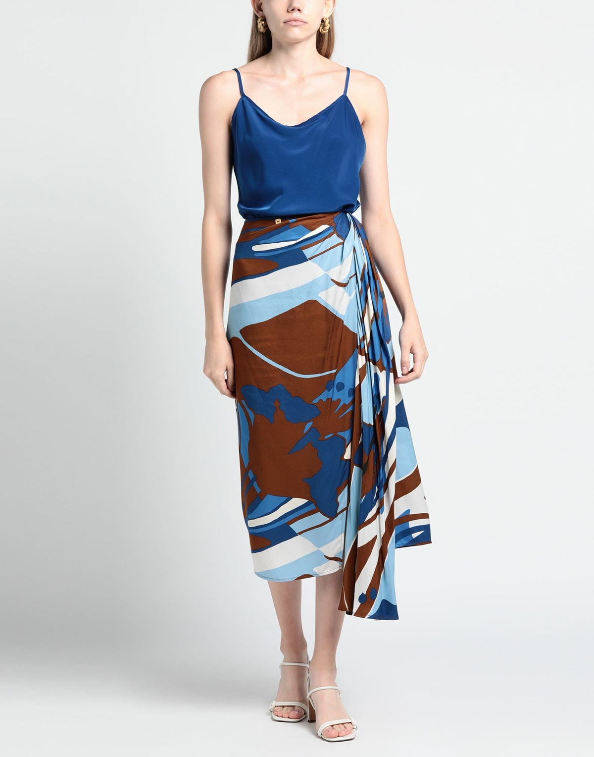 Manila Grace Womens Midi skirt in Brown
