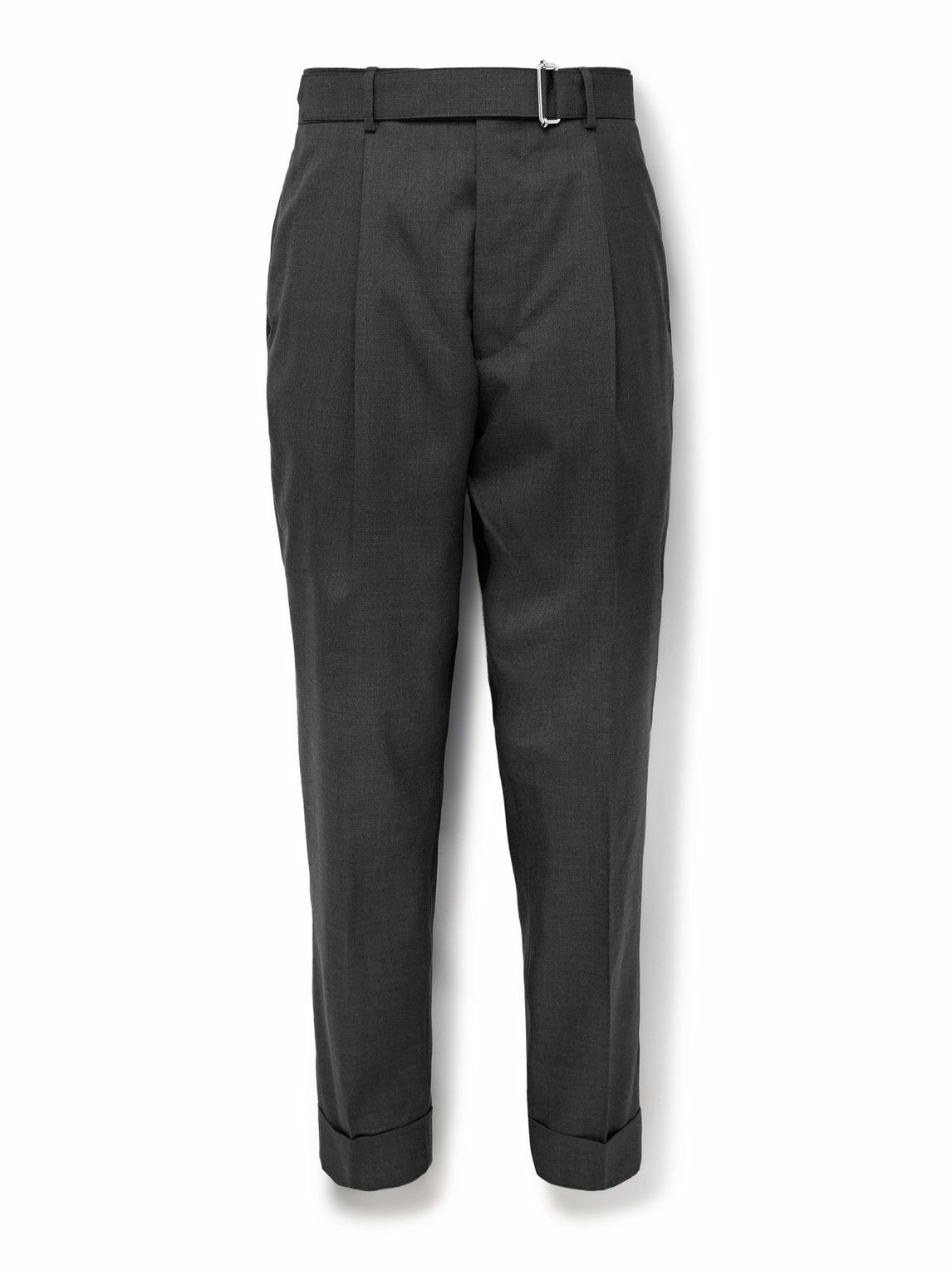 Officine Générale - Hugo Tapered Belted Virgin Wool Suit Trousers - Gray