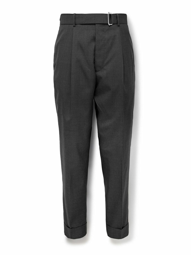 Photo: Officine Générale - Hugo Tapered Belted Virgin Wool Suit Trousers - Gray