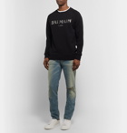 Balmain - Tapered Distressed Denim Jeans - Blue