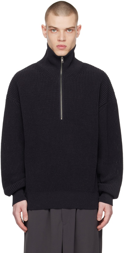 Photo: RAINMAKER KYOTO Black Half-Zip Sweater