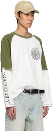 MISBHV White & Khaki Varsity 70's Longsleeve T-shirt