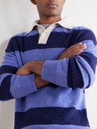 Begg & Co - Hooped Cashmere Rugby Sweater - Blue