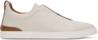 ZEGNA Off-White Deerskin Triple Stitch Sneakers